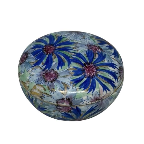 Limoges Porcelain 3 3/4” Lidded Trinket Jar Handpainted Floral Design Gold Trim - Picture 2 of 15